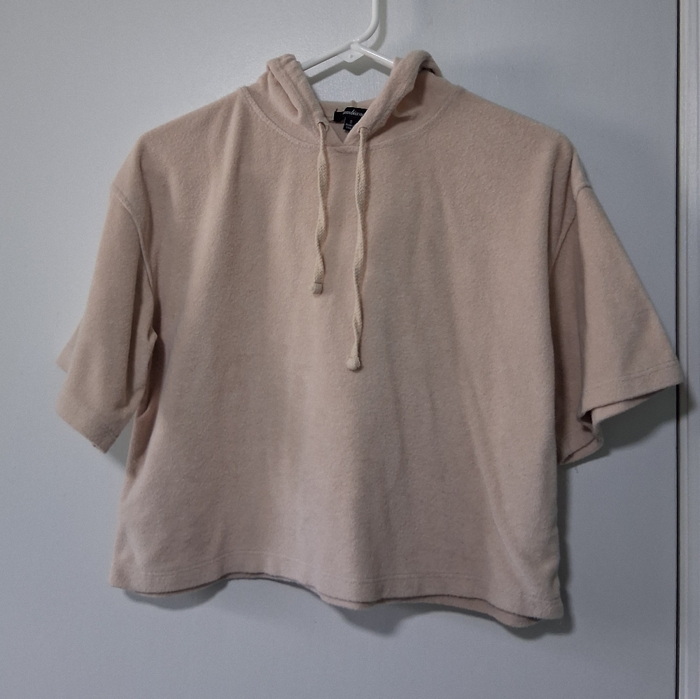 Ambiance Cream Terrycloth Crop Hoodie Size Small